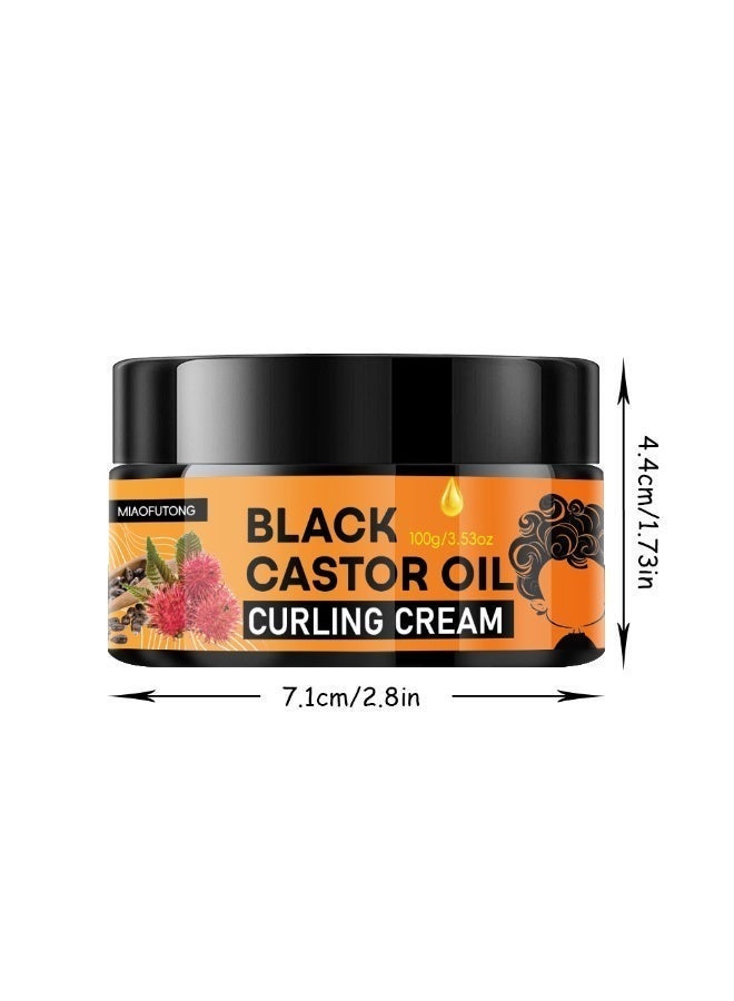 MIAOFUTONG Black Castor Oil Curling Cream for Wavy, Curly, Medium to Coarse Hair, Moisturizing Anti-Frizz Hair Styling Cream, 3.53oz (100ml) - Image 3